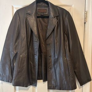 vintage brown 100% leather blazer